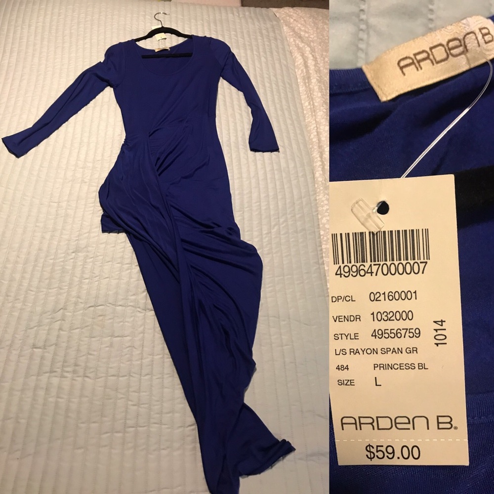 Never used Long blue cocktail dress w/ side split